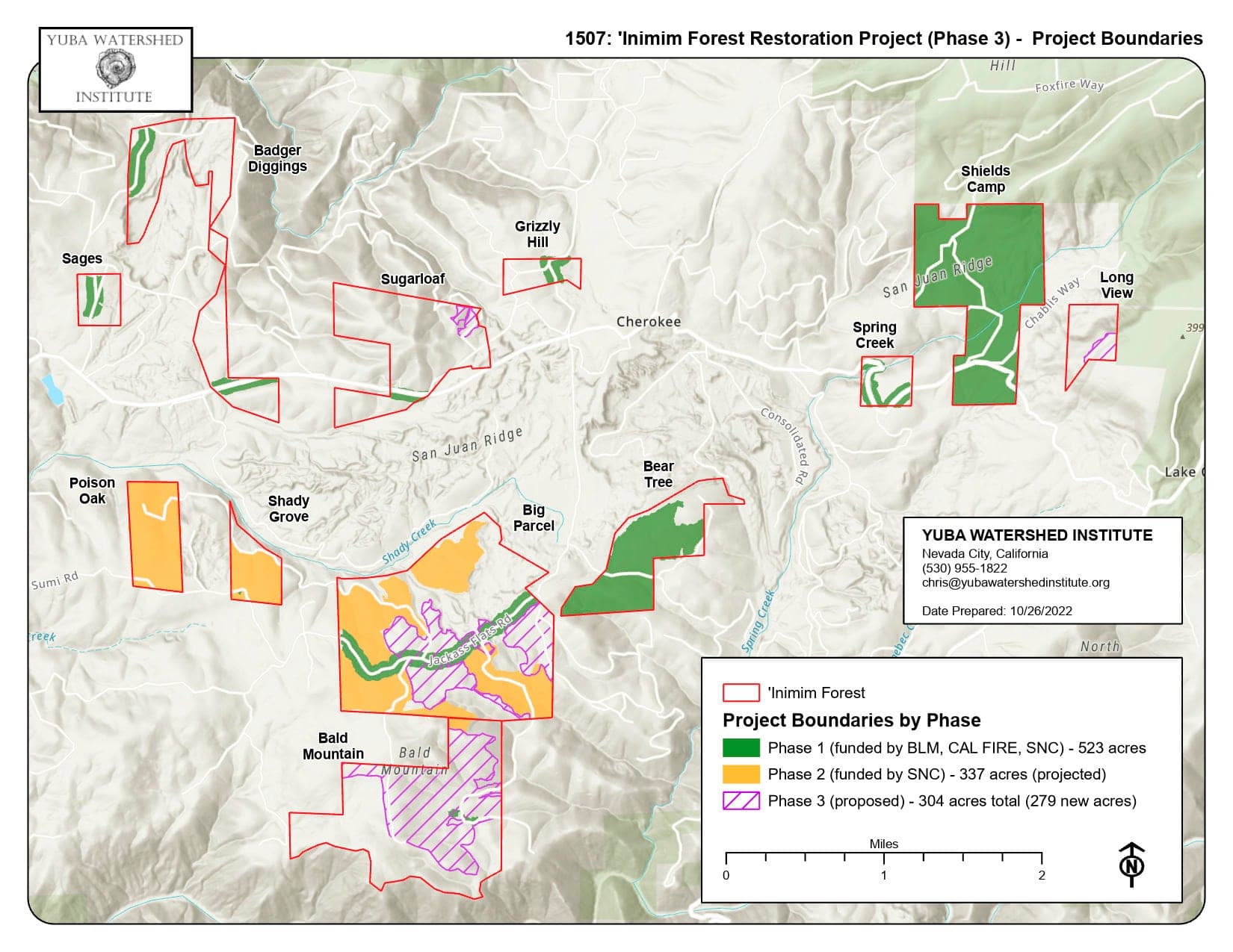 Map of Inimim Forest parcels on the San Juan Ridge