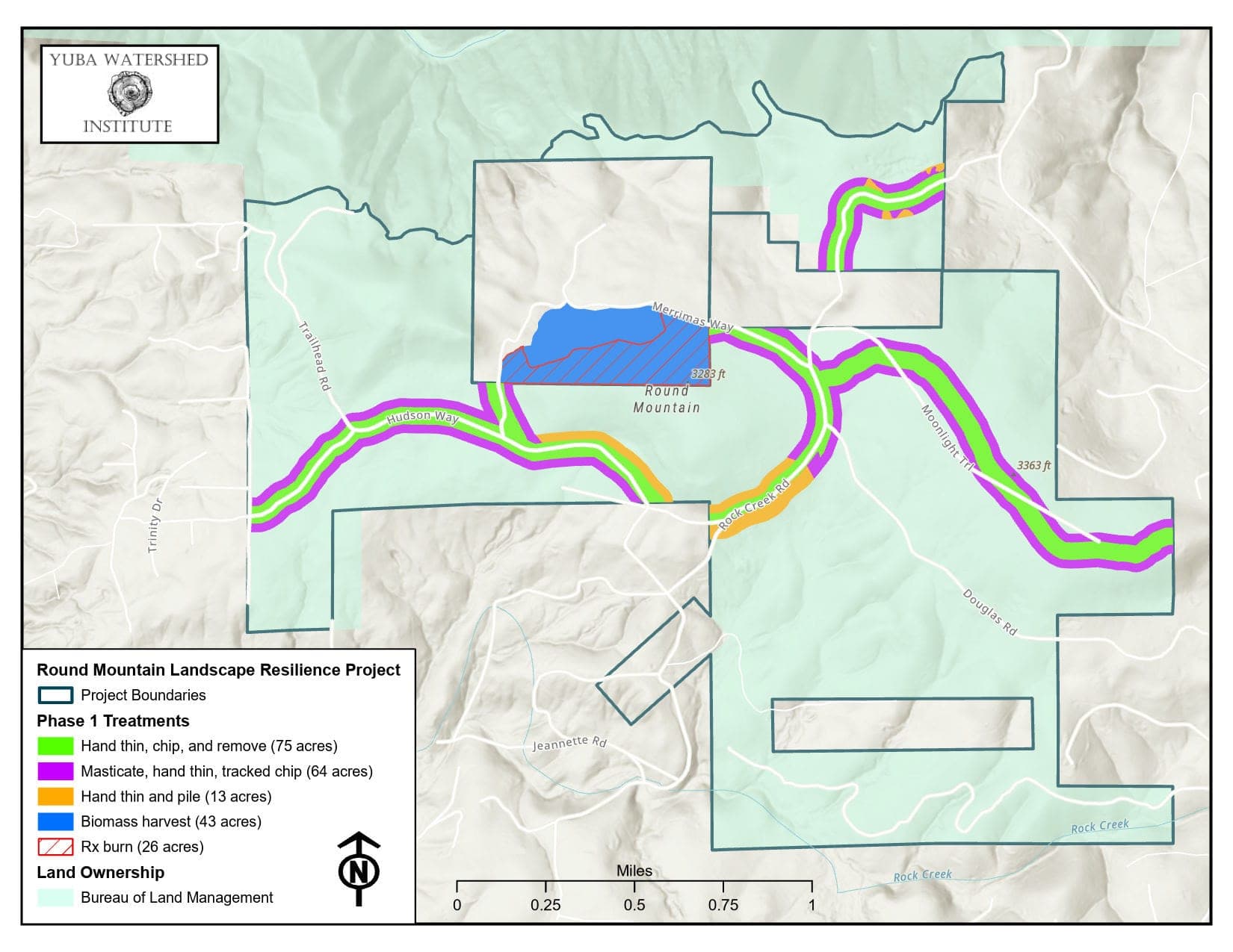 Map of Phase 2 of the Round Mountain Landscape Resilience Project