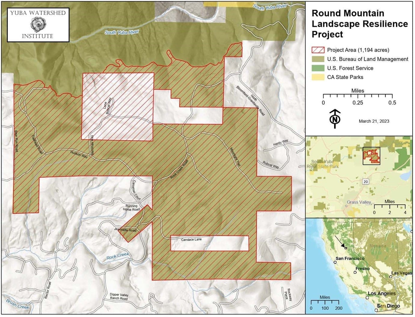 Map of the Round Mountain Landscape Resilience Project area